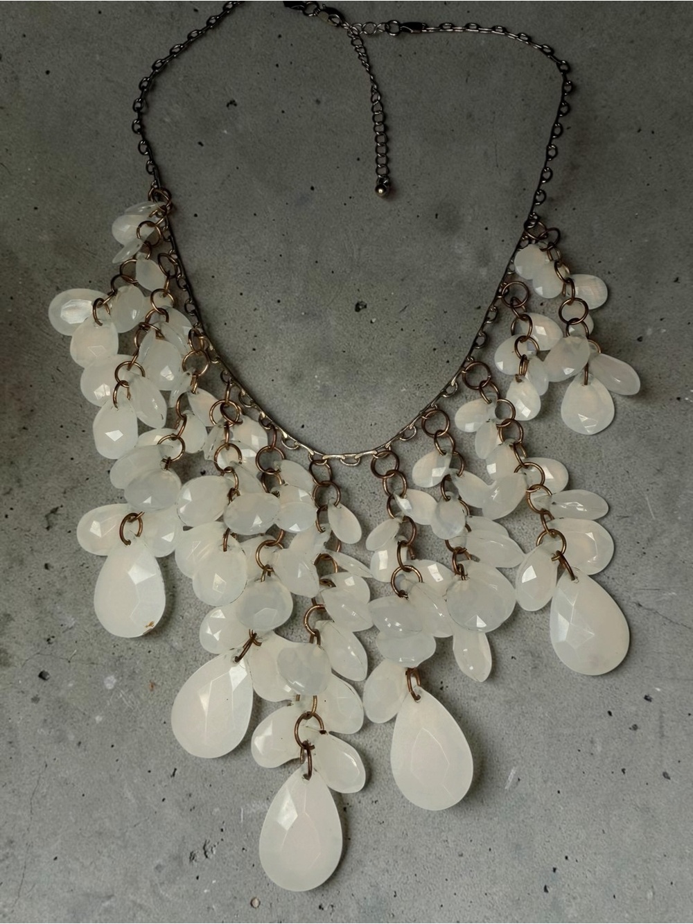 White Teardrop Bib Necklace - Women Jewelry